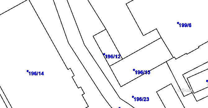 Parcela st. 196/12 v KÚ Tuhnice, Katastrální mapa