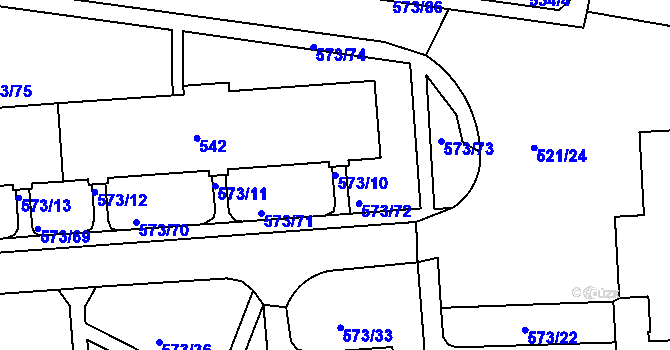 Parcela st. 573/10 v KÚ Tuhnice, Katastrální mapa