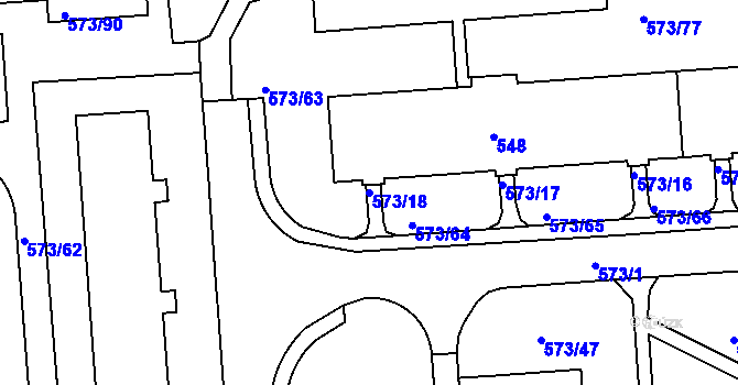 Parcela st. 573/18 v KÚ Tuhnice, Katastrální mapa