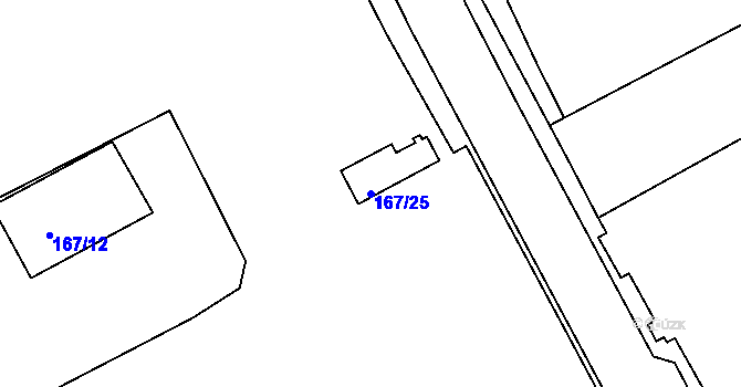 Parcela st. 167/25 v KÚ Tuhnice, Katastrální mapa