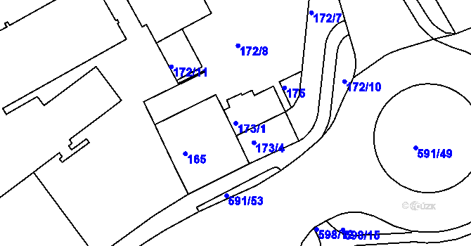 Parcela st. 173/1 v KÚ Tuhnice, Katastrální mapa