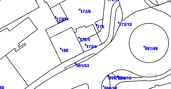 Parcela st. 173/4 v KÚ Tuhnice, Katastrální mapa