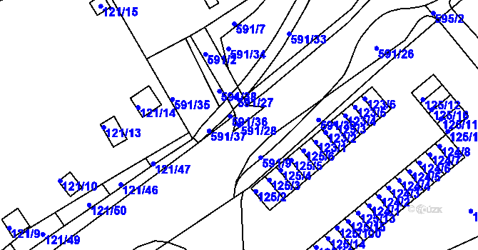 Parcela st. 591/28 v KÚ Tuhnice, Katastrální mapa