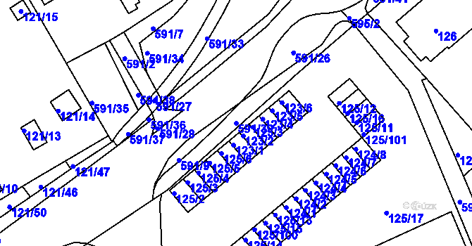 Parcela st. 591/39 v KÚ Tuhnice, Katastrální mapa