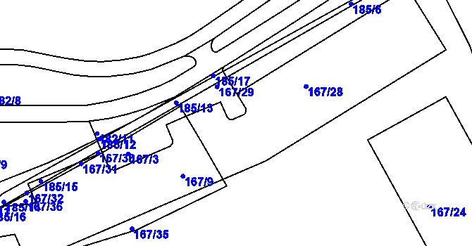 Parcela st. 167/23 v KÚ Tuhnice, Katastrální mapa