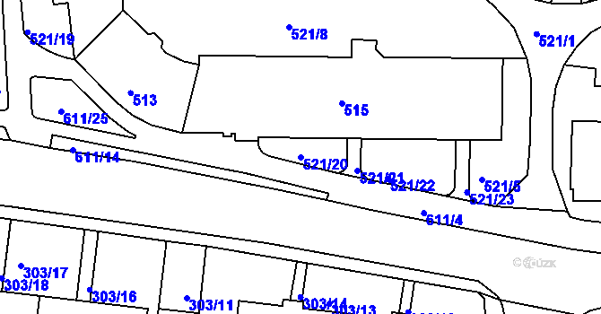 Parcela st. 521/20 v KÚ Tuhnice, Katastrální mapa