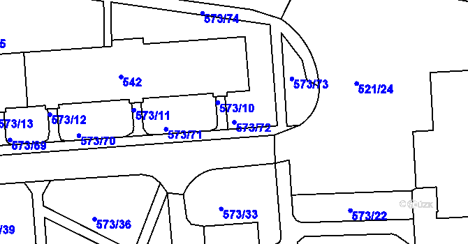 Parcela st. 573/72 v KÚ Tuhnice, Katastrální mapa
