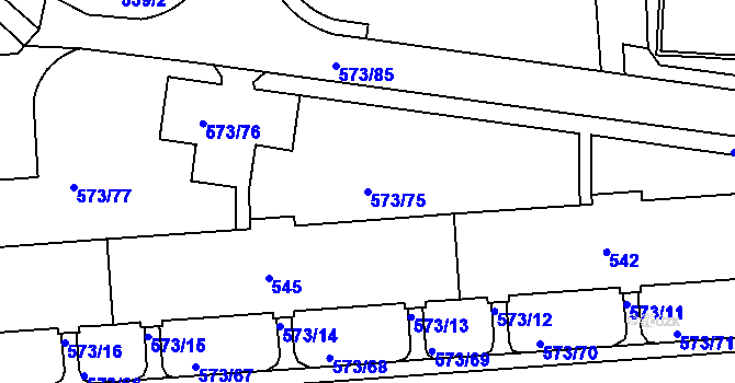 Parcela st. 573/75 v KÚ Tuhnice, Katastrální mapa