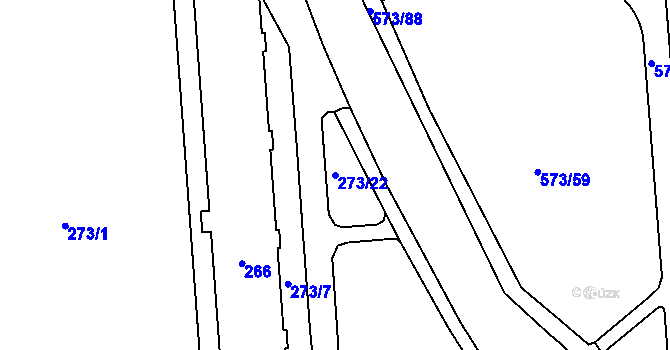 Parcela st. 273/22 v KÚ Tuhnice, Katastrální mapa