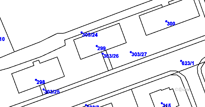 Parcela st. 303/26 v KÚ Tuhnice, Katastrální mapa