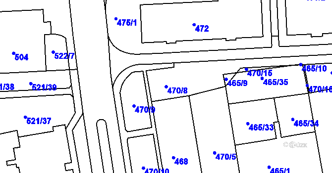 Parcela st. 470/8 v KÚ Tuhnice, Katastrální mapa