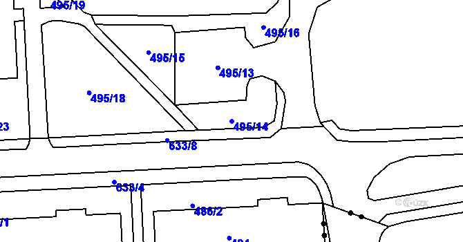 Parcela st. 495/14 v KÚ Tuhnice, Katastrální mapa