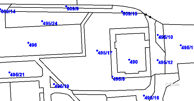 Parcela st. 495/17 v KÚ Tuhnice, Katastrální mapa
