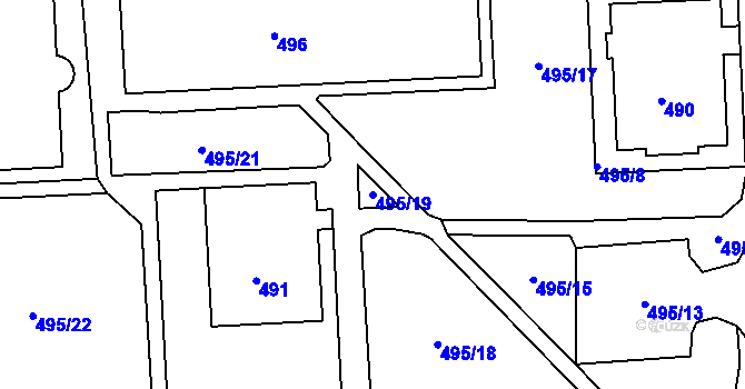 Parcela st. 495/19 v KÚ Tuhnice, Katastrální mapa