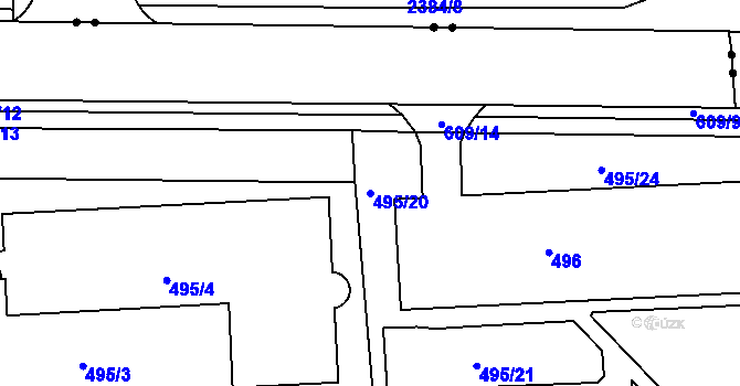 Parcela st. 495/20 v KÚ Tuhnice, Katastrální mapa