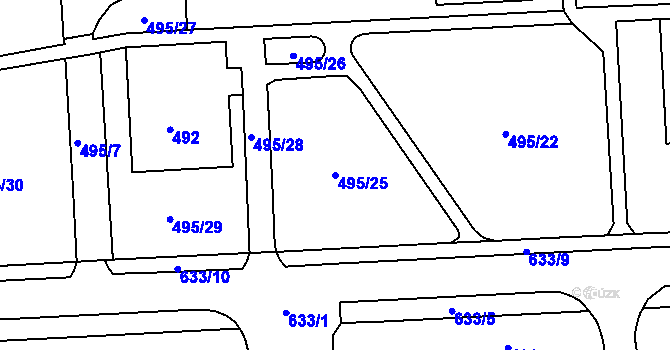 Parcela st. 495/25 v KÚ Tuhnice, Katastrální mapa