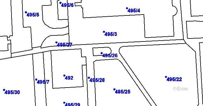Parcela st. 495/26 v KÚ Tuhnice, Katastrální mapa