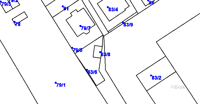Parcela st. 83/8 v KÚ Tuhnice, Katastrální mapa