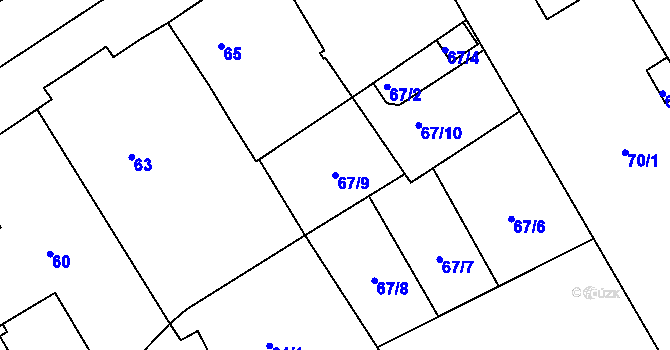 Parcela st. 67/9 v KÚ Tuhnice, Katastrální mapa