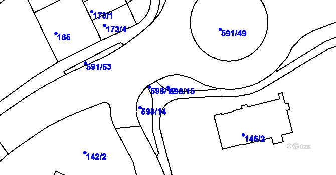 Parcela st. 598/15 v KÚ Tuhnice, Katastrální mapa