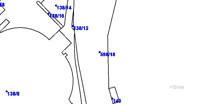 Parcela st. 598/18 v KÚ Tuhnice, Katastrální mapa