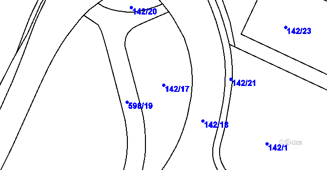 Parcela st. 142/17 v KÚ Tuhnice, Katastrální mapa