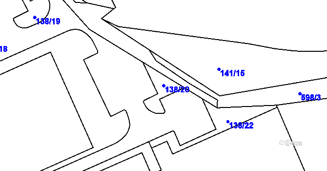 Parcela st. 138/20 v KÚ Tuhnice, Katastrální mapa