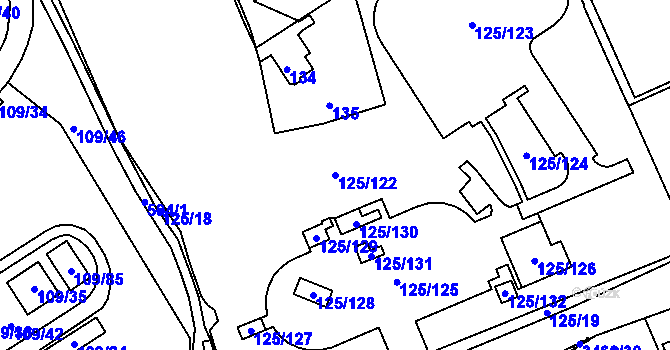 Parcela st. 125/122 v KÚ Tuhnice, Katastrální mapa