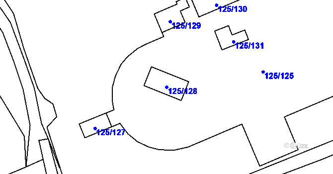 Parcela st. 125/128 v KÚ Tuhnice, Katastrální mapa