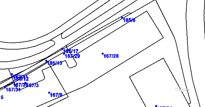 Parcela st. 167/28 v KÚ Tuhnice, Katastrální mapa