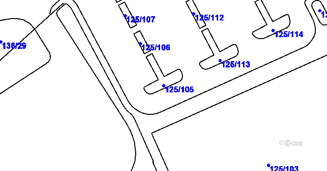 Parcela st. 125/105 v KÚ Tuhnice, Katastrální mapa
