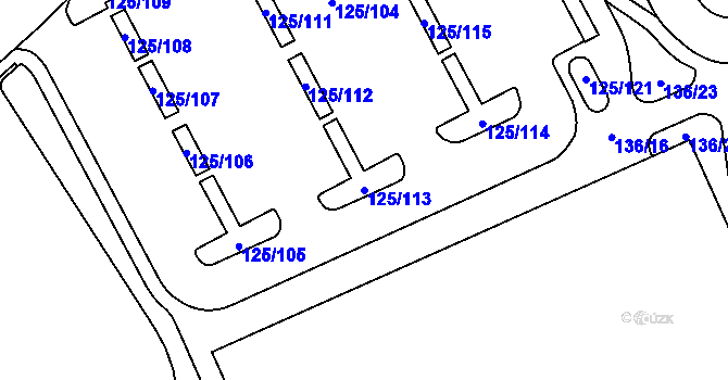 Parcela st. 125/113 v KÚ Tuhnice, Katastrální mapa