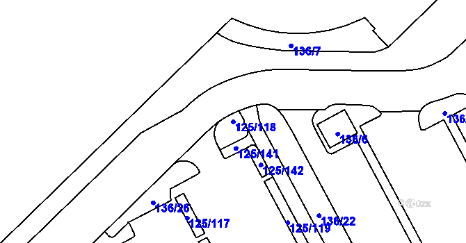 Parcela st. 125/118 v KÚ Tuhnice, Katastrální mapa