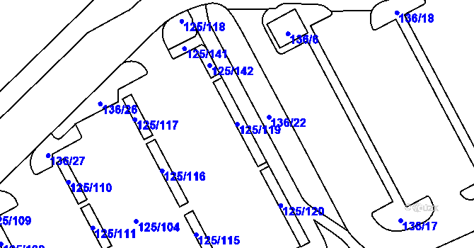 Parcela st. 125/119 v KÚ Tuhnice, Katastrální mapa