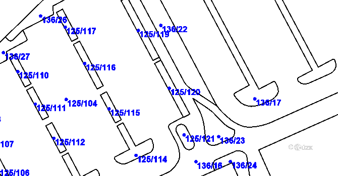 Parcela st. 125/120 v KÚ Tuhnice, Katastrální mapa