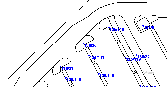 Parcela st. 136/26 v KÚ Tuhnice, Katastrální mapa