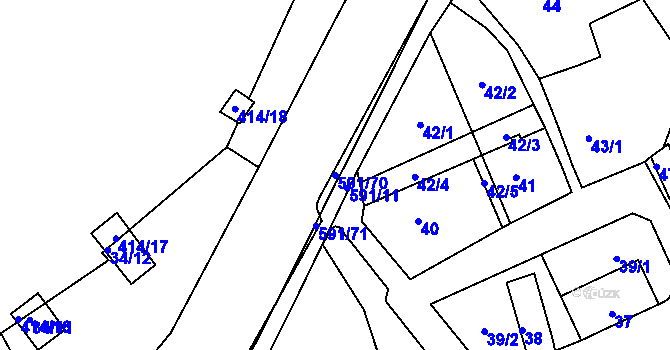 Parcela st. 591/70 v KÚ Tuhnice, Katastrální mapa
