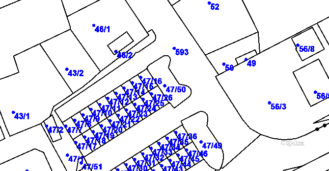 Parcela st. 47/50 v KÚ Tuhnice, Katastrální mapa