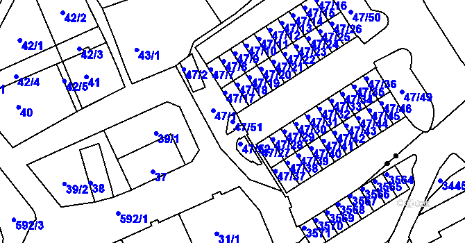 Parcela st. 47/51 v KÚ Tuhnice, Katastrální mapa