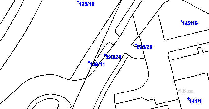 Parcela st. 598/24 v KÚ Tuhnice, Katastrální mapa
