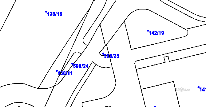 Parcela st. 598/25 v KÚ Tuhnice, Katastrální mapa