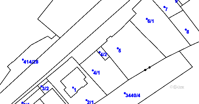 Parcela st. 4/2 v KÚ Tuhnice, Katastrální mapa