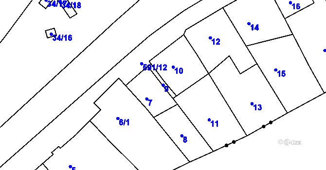 Parcela st. 9 v KÚ Tuhnice, Katastrální mapa
