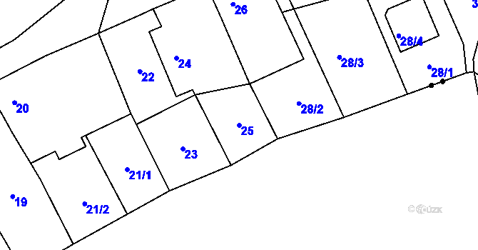 Parcela st. 25 v KÚ Tuhnice, Katastrální mapa