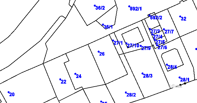 Parcela st. 26 v KÚ Tuhnice, Katastrální mapa
