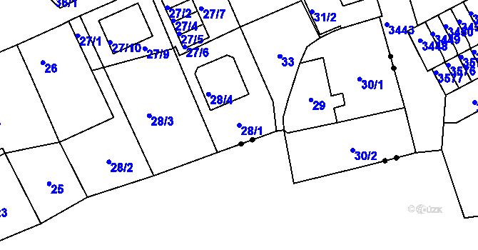 Parcela st. 28/1 v KÚ Tuhnice, Katastrální mapa