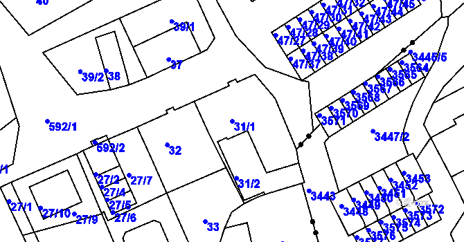 Parcela st. 31/1 v KÚ Tuhnice, Katastrální mapa