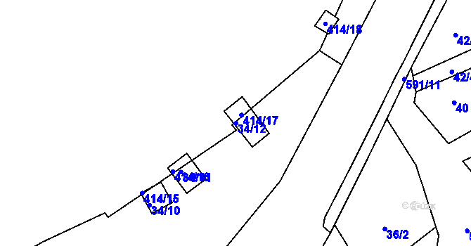 Parcela st. 34/12 v KÚ Tuhnice, Katastrální mapa