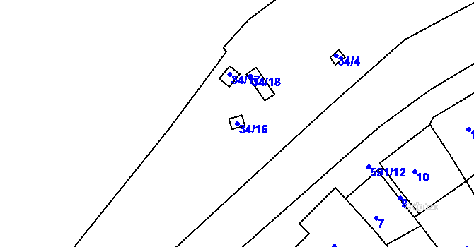 Parcela st. 34/16 v KÚ Tuhnice, Katastrální mapa