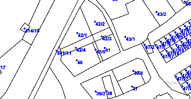Parcela st. 42/5 v KÚ Tuhnice, Katastrální mapa